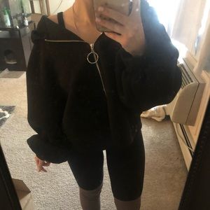 Zara cropped zip up hoodie